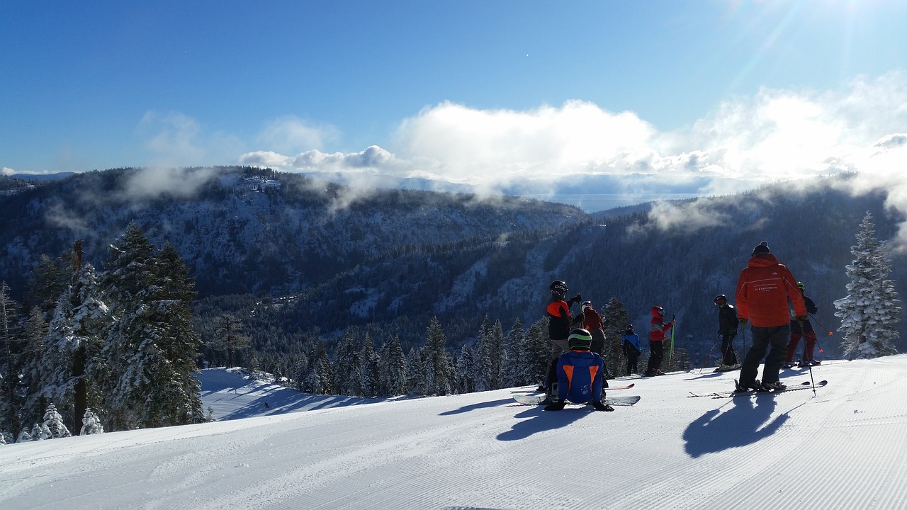 Individuals on a snowy slope, enjoying North Lake Tahoe Skiing