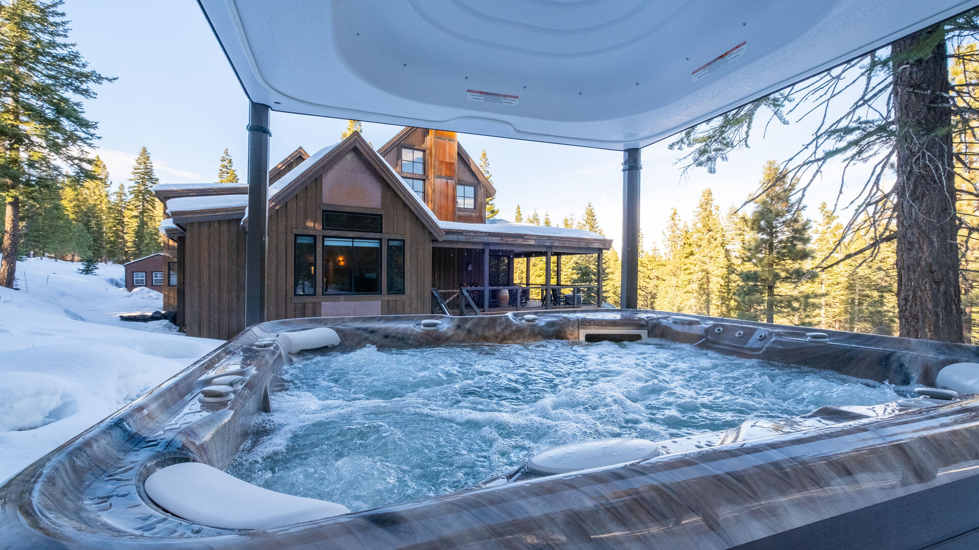 View of a home from the hot tub