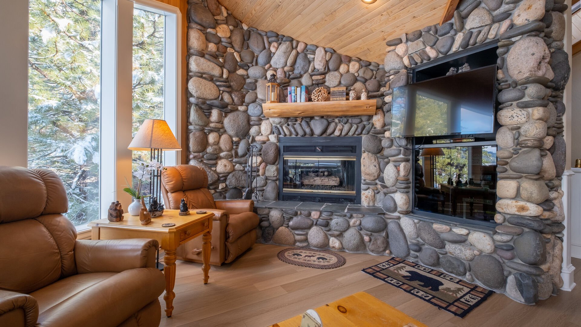 Fireplace in one of our Tahoe Long Term Rentals