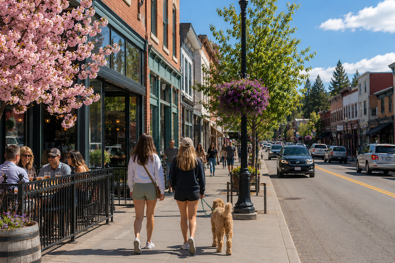 people enjoying Dowtown Truckee in the summertime