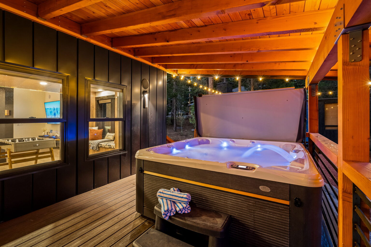photo of a hot tub outside on the patio of a vacation home in North Lake Tahoe - Heart of the Mountain
