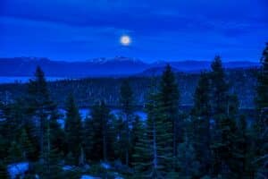 dark moonlit sky over Lake Tahoe