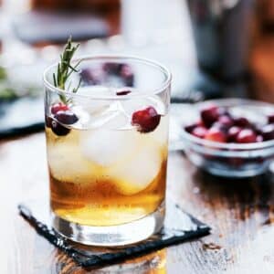 ginger cranberry cocktail with rosemary